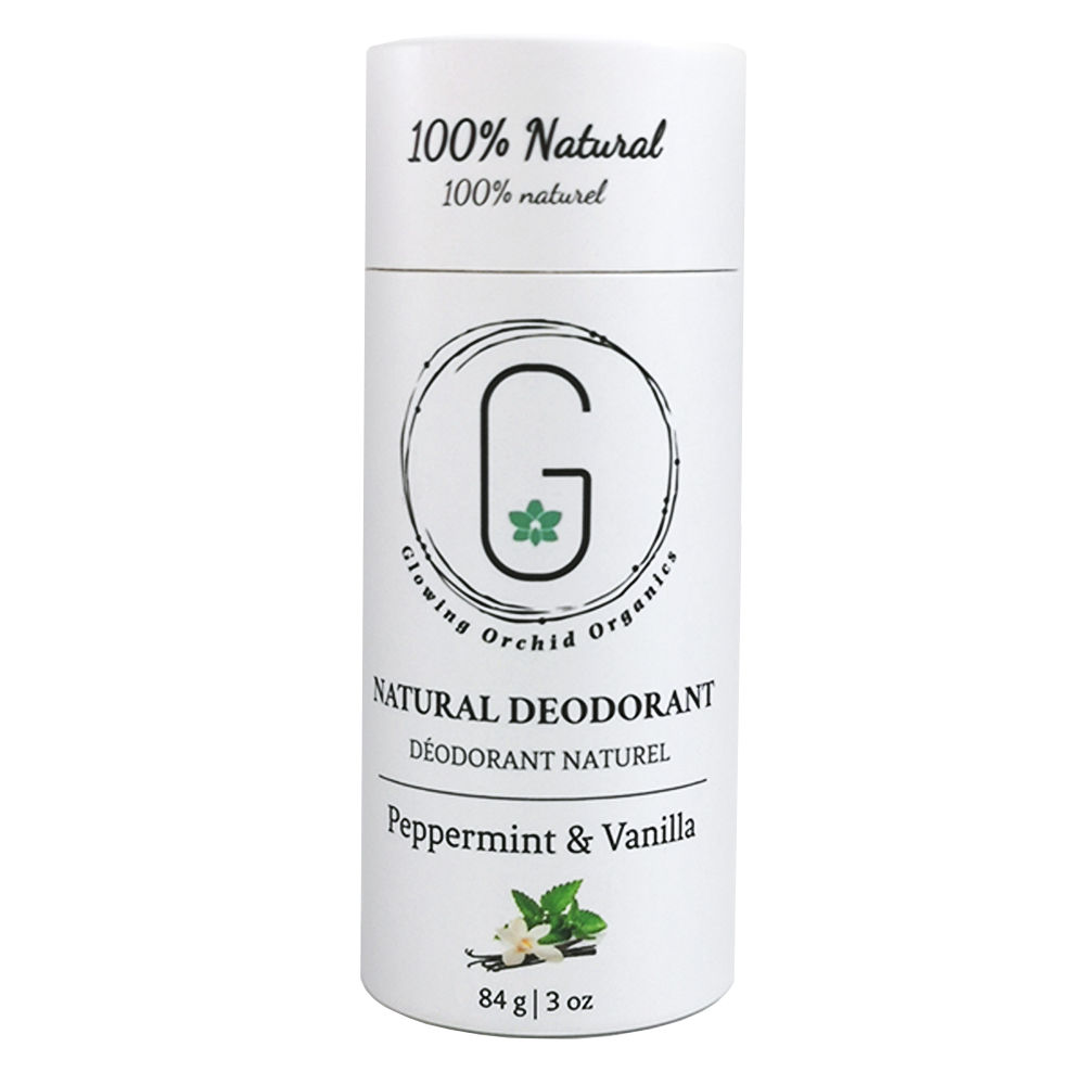 Peppermint & Vanilla Organic paper Tube deodorant Glowing Orchid Full size 84g