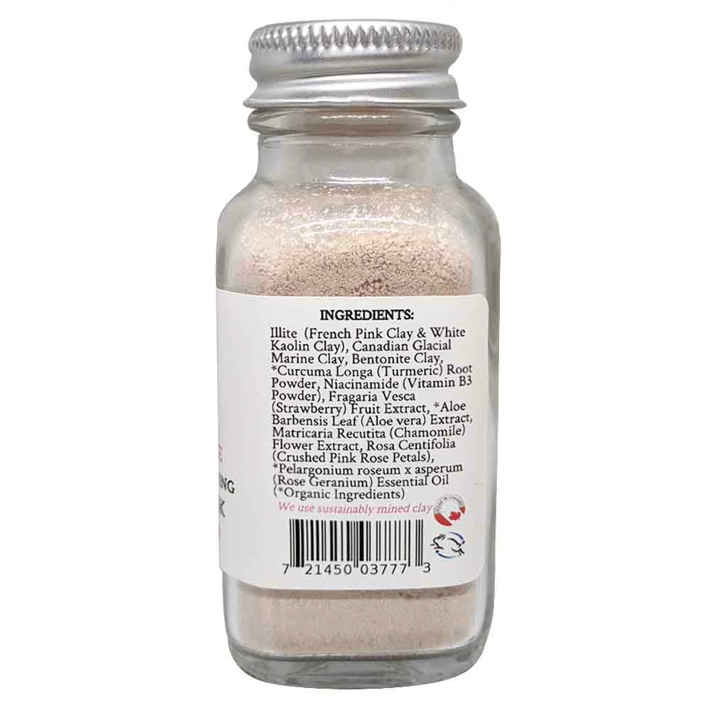 100% Natural Pink Clay & Rose (Balance & Tighten) Facial Clay Mask in Glass Bottle Front (24 g | 0.85 oz) Glowing Orchid Organics