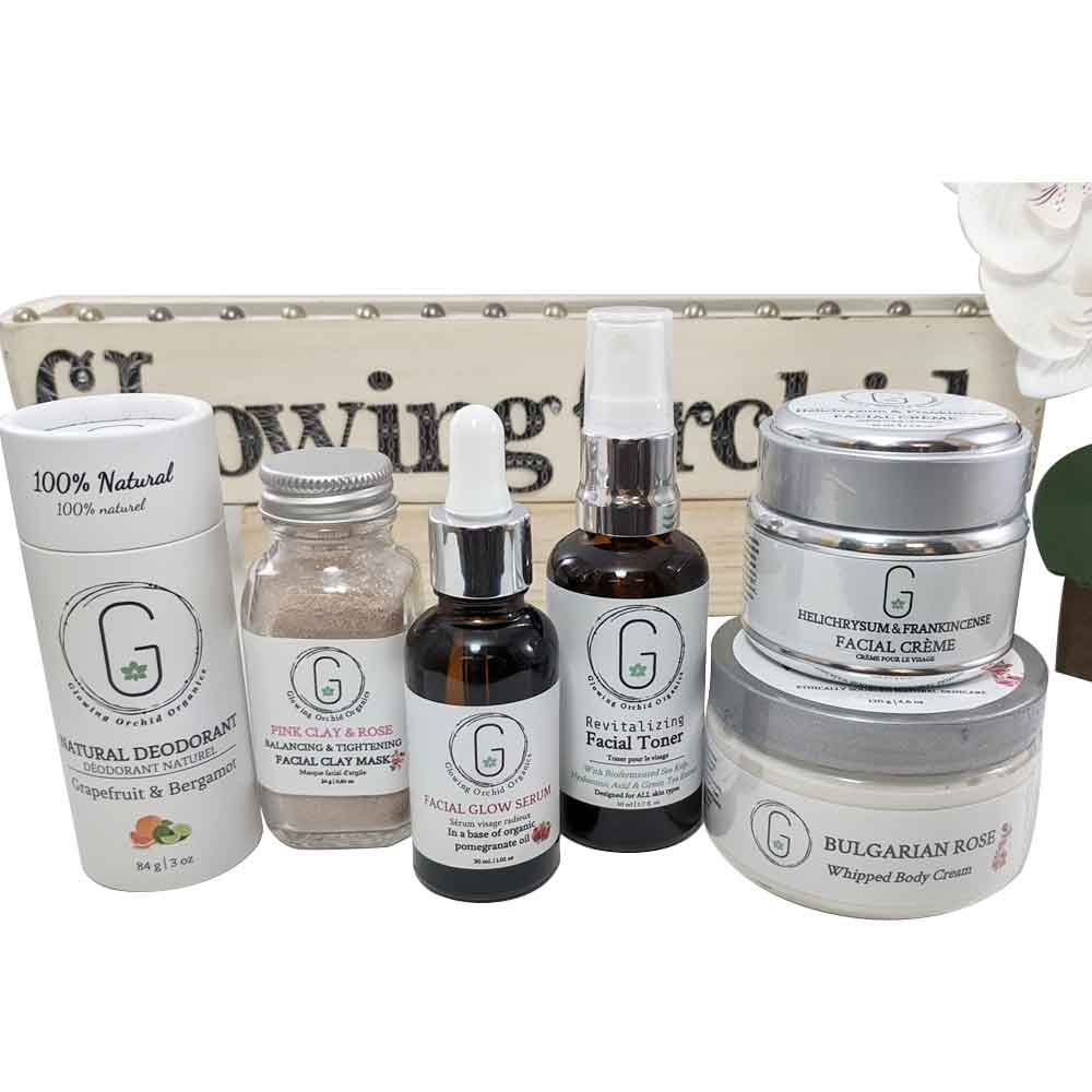 Ultra Glow Bundle includes an assortment of glowing orchid products in gift box