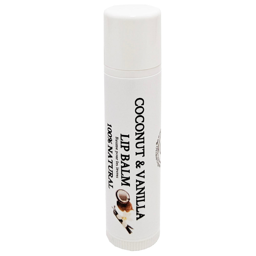 Coconut & Vanilla Cream Lip Balm Front Glowing Orchid Organics