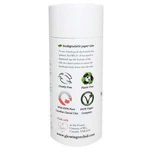 100% Natural Vegan Lavender & Rosemary Deodorant in Plastic free, Biodegradable Paper Tube Container Regular Size  Side (84 g | 3 oz) Glowing Orchid Organics