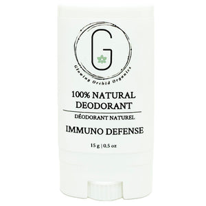 100% Natural Vegan Immuno Defense Deodorant in Plastic Tube Container Travel Size Front (15 g | 0.5 oz) Glowing Orchid Organics