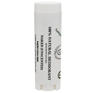 100% Natural Vegan Naked (Unscented) Baking Soda Free Deodorant in Plastic Recyclable Tube Container Sample Size Front (7 g | 0.25 oz) Glowing Orchid Organics