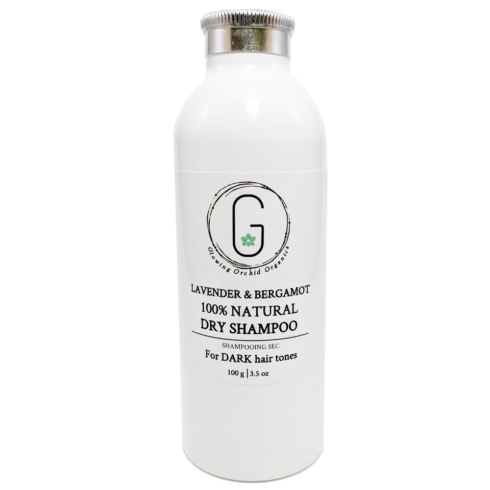 100% Natural Dry Shampoo Lavender & Bergamot for Dark Hair Tones (100 g) Glowing Orchid Organics