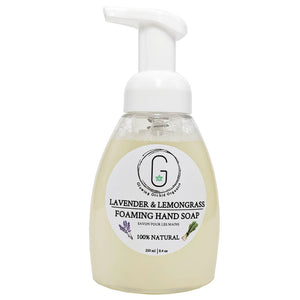100% Natural Foaming Hand Soap - Lavender & Lemongrass (250ml) Front Glowing Orchid Organics