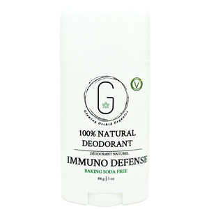 100% Natural Vegan Immuno Defense Baking Soda Free Deodorant in Plastic Tube Container Regular Size Front (84 g | 3 oz) Glowing Orchid Organics