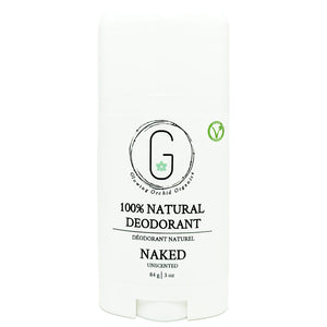 100% Natural Vegan Unscented Naked Deodorant in Plastic Recyclable Tube Container Regular Size Front (84 g | 3 oz) Glowing Orchid Organics