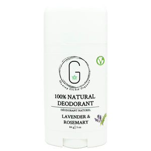 100% Natural Vegan Lavender & Rosemary Deodorant in Plastic Recyclable Tube Container Travel Size Front (84 g | 3 oz) Glowing Orchid Organics