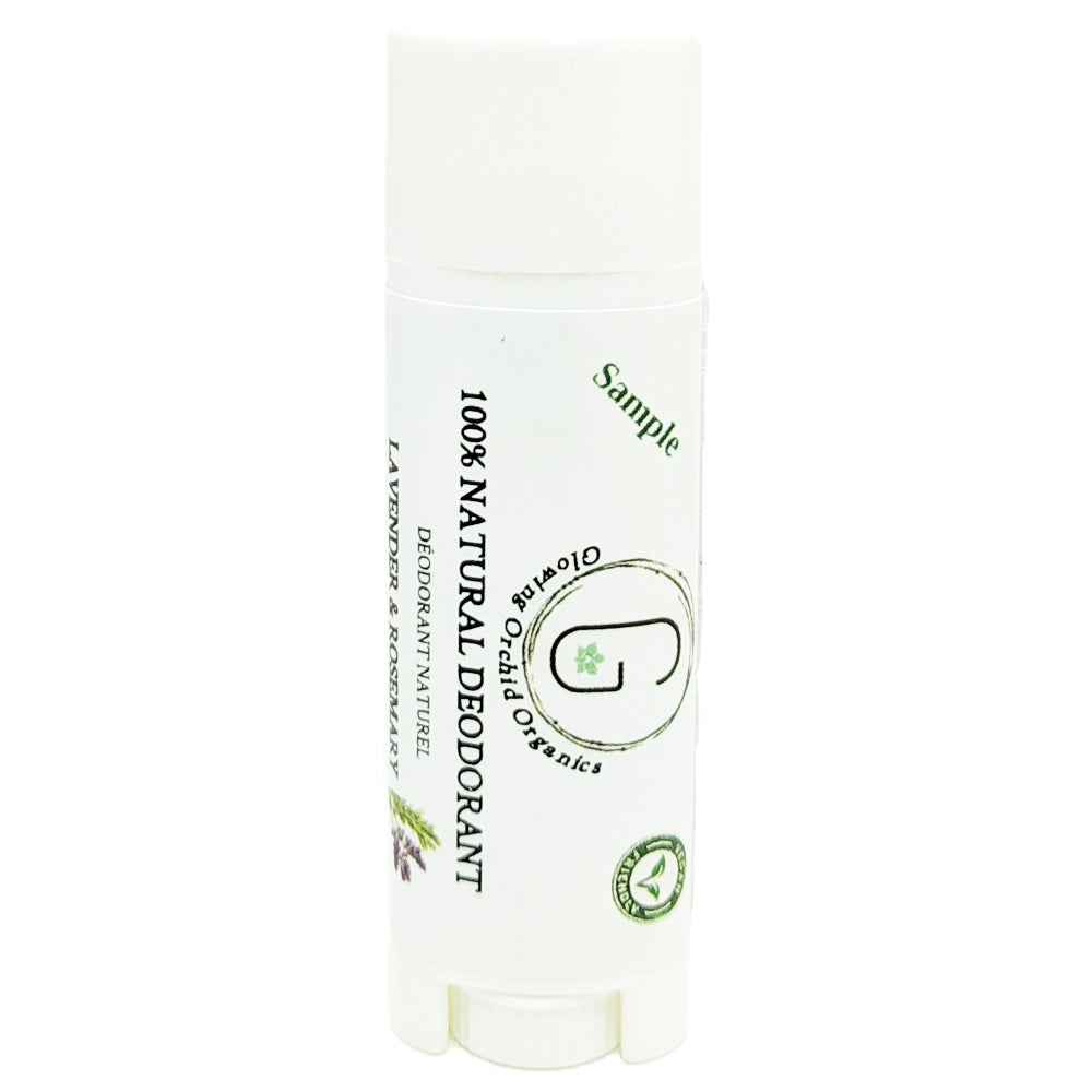 100% Natural Vegan Grapefruit & Bergamot Deodorant in Plastic Recyclable Tube Container Sample Size Front (7 g | 0.25 oz) Glowing Orchid Organics