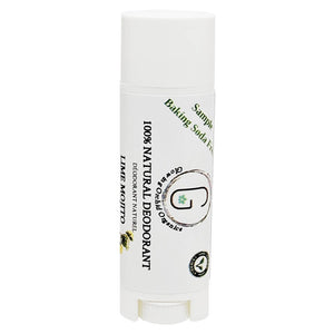 100% Natural Vegan Lime Mojito Baking Soda Free Deodorant in Plastic Recyclable Tube Container Sample Size Front (7 g | 0.25 oz) Glowing Orchid Organics