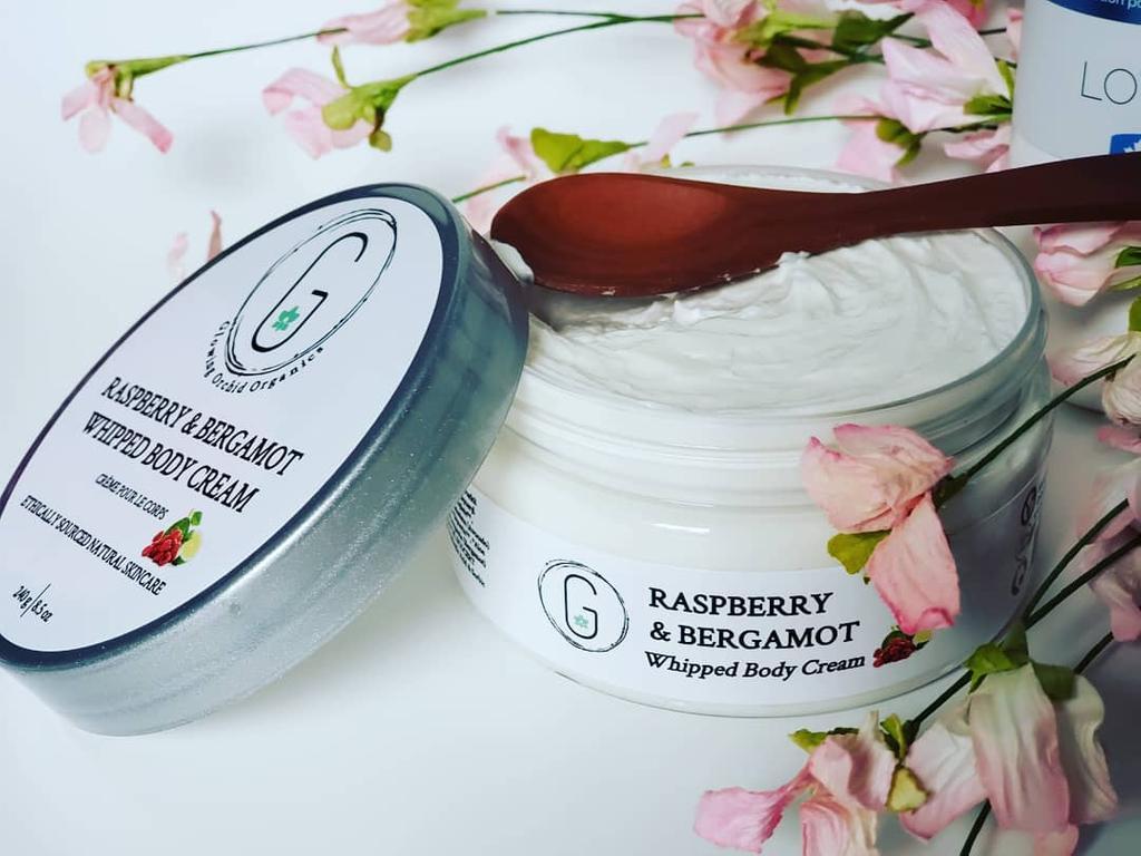 Raspberry & Bergamot Whipped Body Cream 240 g & 130 g Glowing Orchid Organics